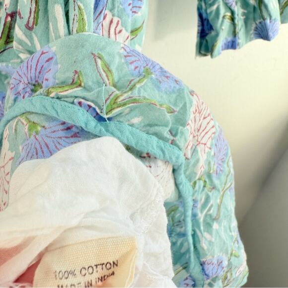 Mod’s Mahal Green Purple Floral Block Print Belted Mini Dress Size Medium - Picture 7 of 12